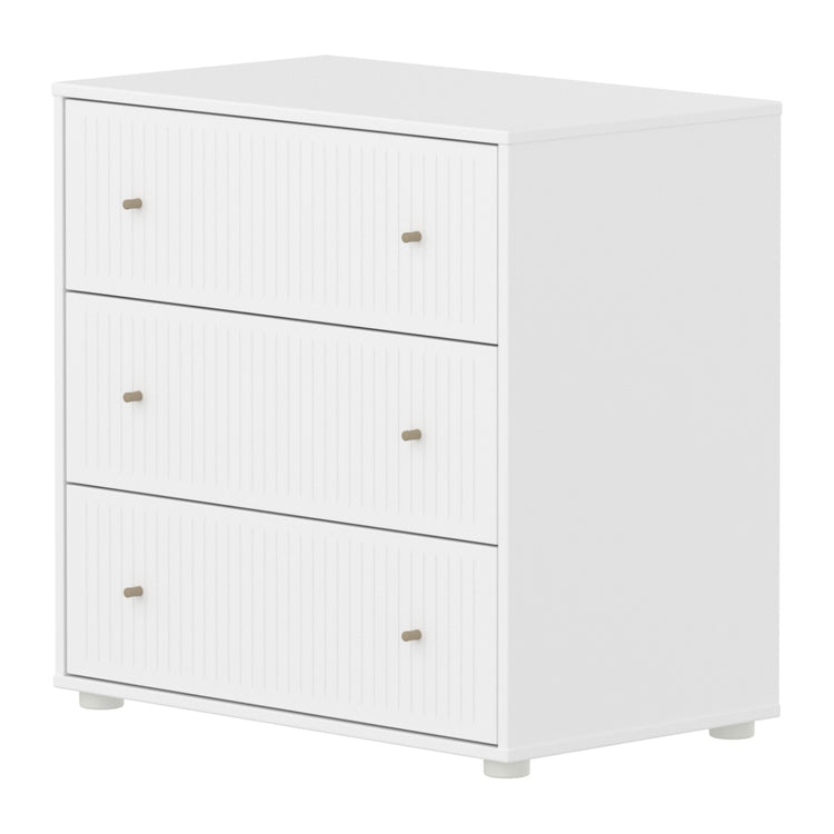 SAGA Chest with 3 drawer. Fronts with grooves. White, oat knobs .
