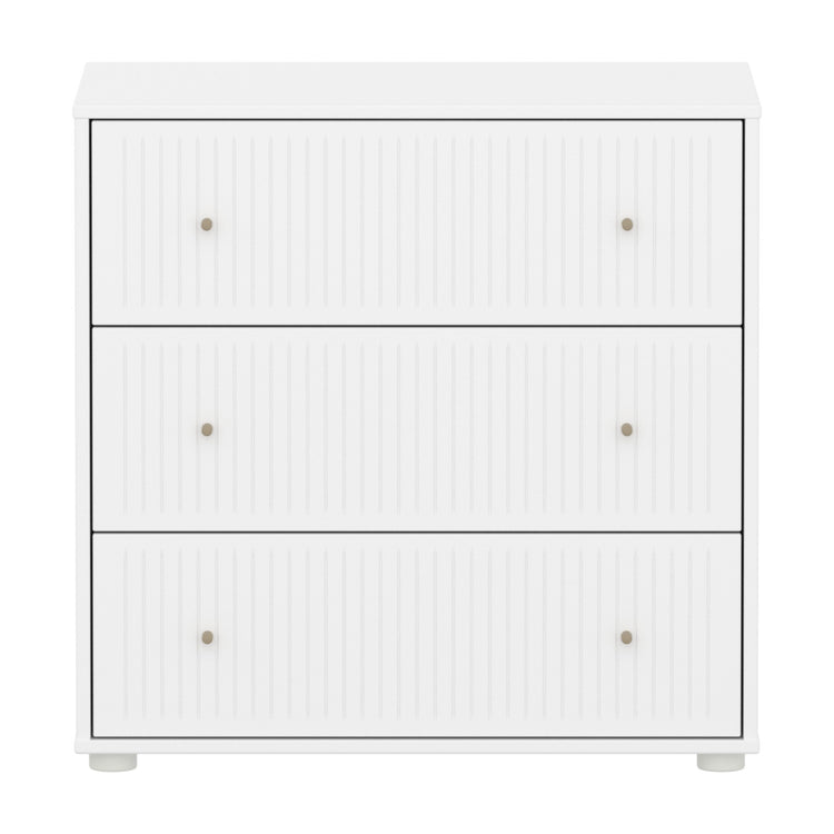 SAGA Chest with 3 drawer. Fronts with grooves. White, oat knobs .