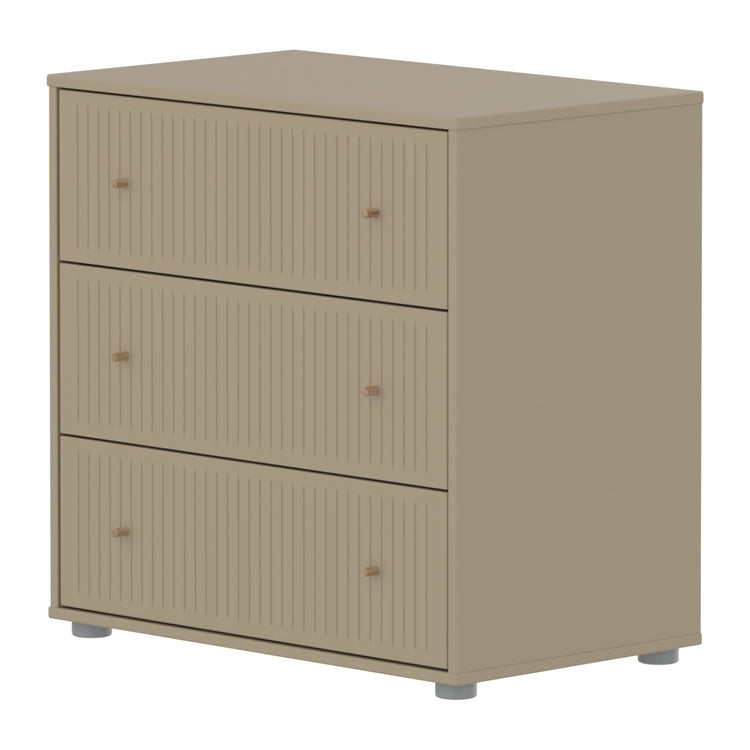 SAGA Chest with 3 drawer. Fronts with grooves. Oat, oak knobs .
