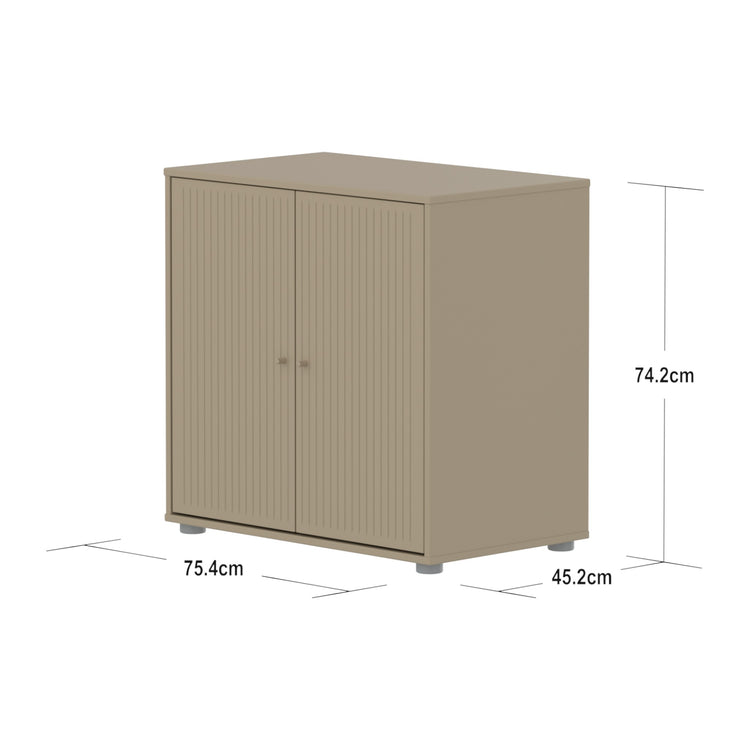 SAGA Cupboard, 2 doors, oat with grooves, oat knobs