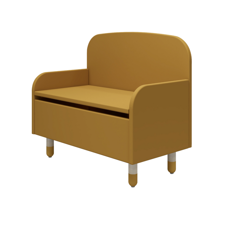 Flexa. Dots storage bench with back rest - Mustard