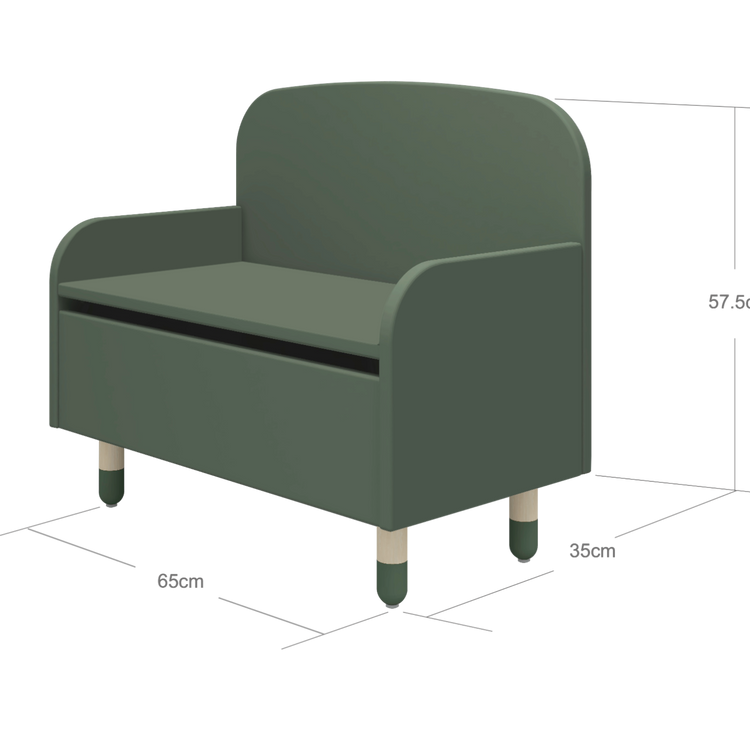 Flexa. Dots storage bench with back rest - Dark green