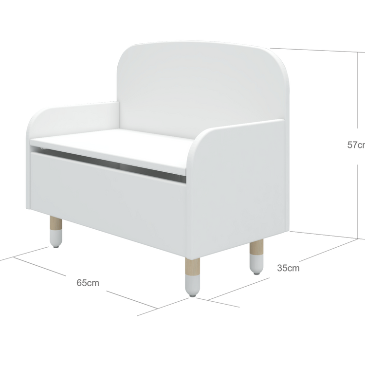 Flexa. Dots storage bench with back rest - White
