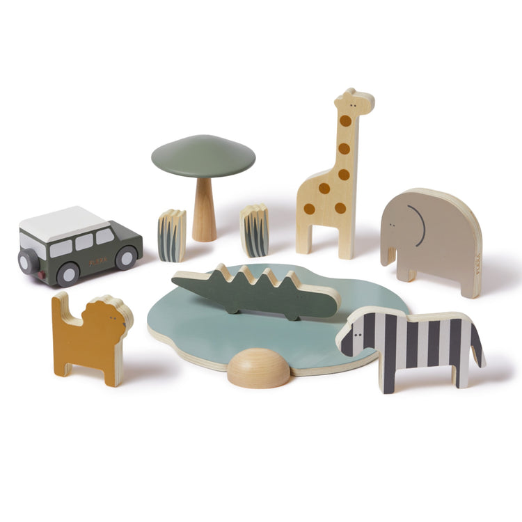 Flexa Safari. Car and animals   12 parts