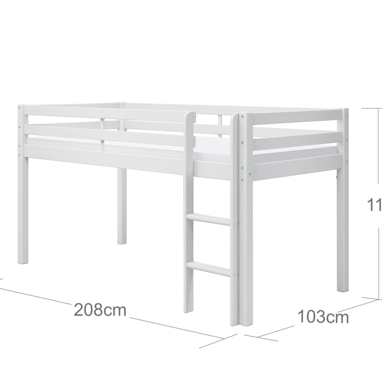 Thuka. Actim mid-high bed with straight ladder. White