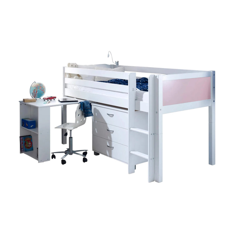 THUKA Nordic - Midsleeper with pull-out desk - Colour (Rose) / White