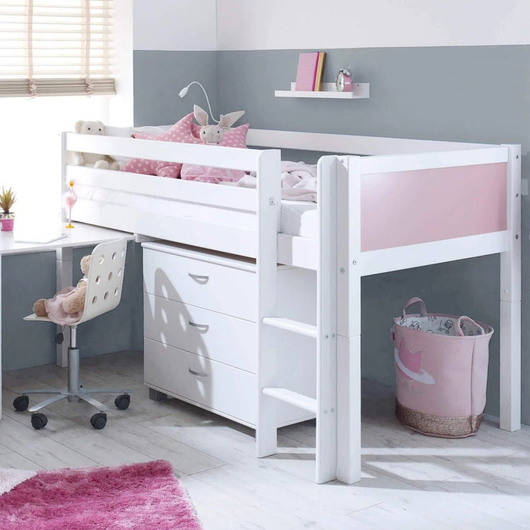 THUKA Nordic - Midsleeper with pull-out desk - Colour (Rose) / White