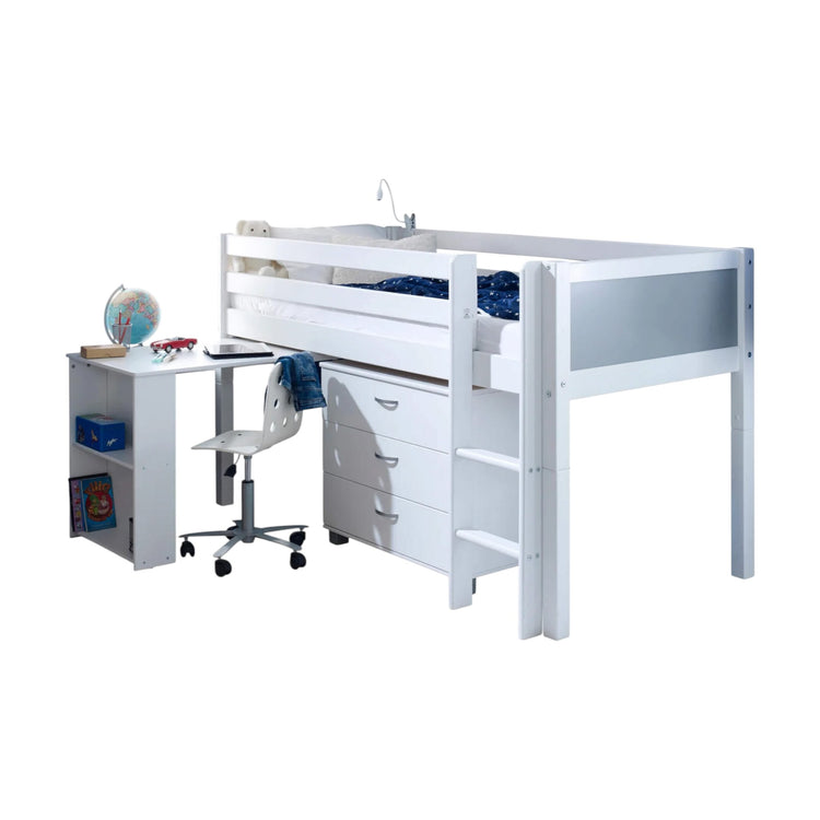 THUKA. Nordic - Grey panel midsleeper. Pull out desk