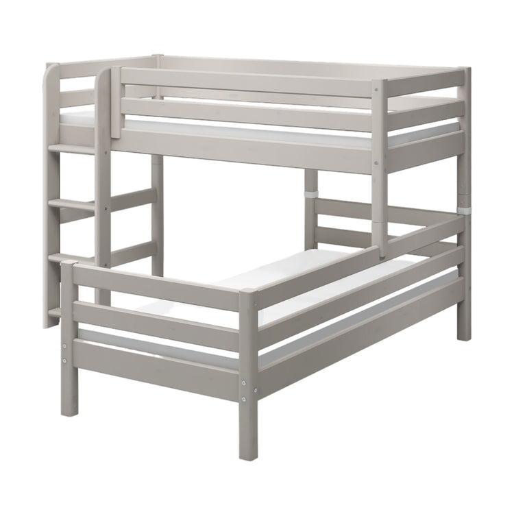 Flexa. Classic semi-high bed with single Classic bed and straight ladder - 210cm - Grey washed