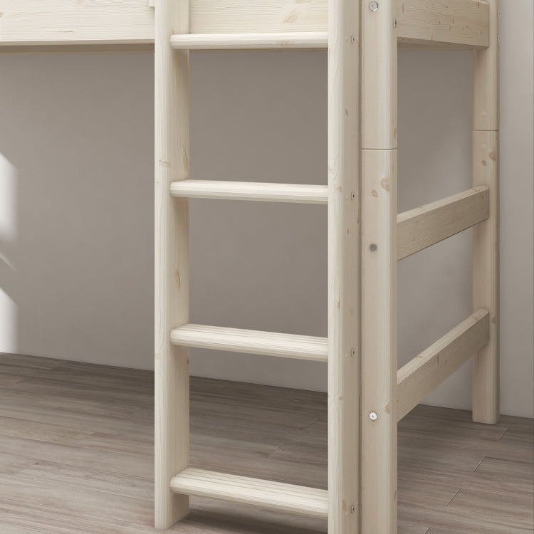 Flexa. Κρεβάτι ημίψηλο Classic με κάθετη σκάλα - 210εκ - Λευκό ντεκαπέ