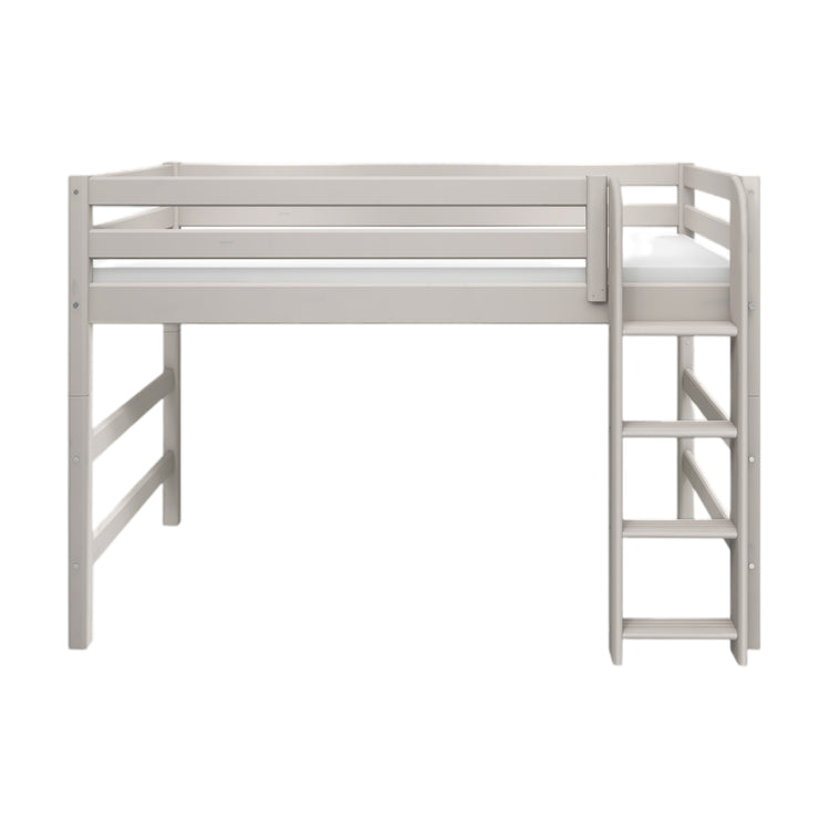 Flexa. Classic semi-high bed with straight ladder - 210cm - Grey washed