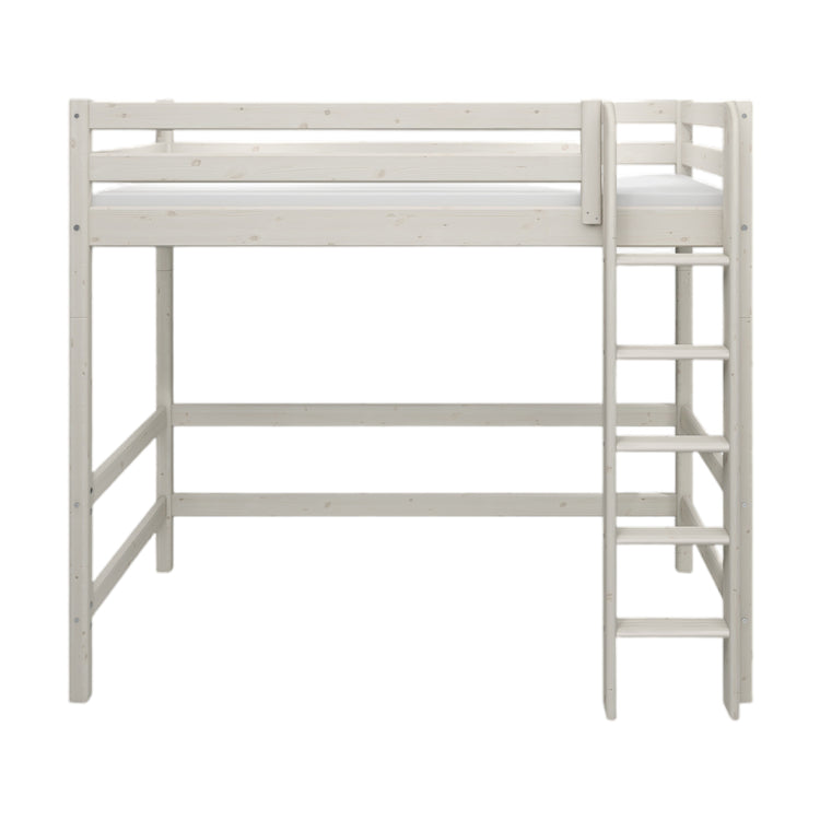 Flexa. Classic high bed with straight ladder - 210cm - White washed