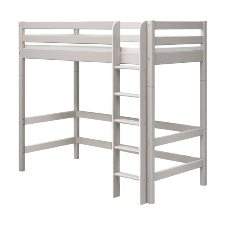 Flexa. Classic high bed with straight ladder - 210cm - Grey washed