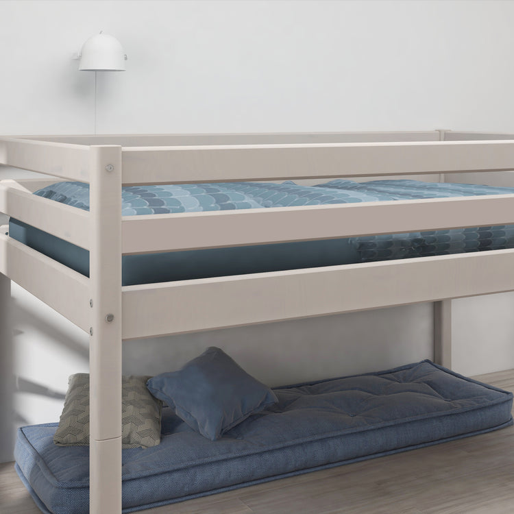Flexa. Κρεβάτι μεσαίου ύψους, ημίδιπλο 140εκ Classic με κάθετη σκάλα - 210εκ - Γκρι ντεκαπέ