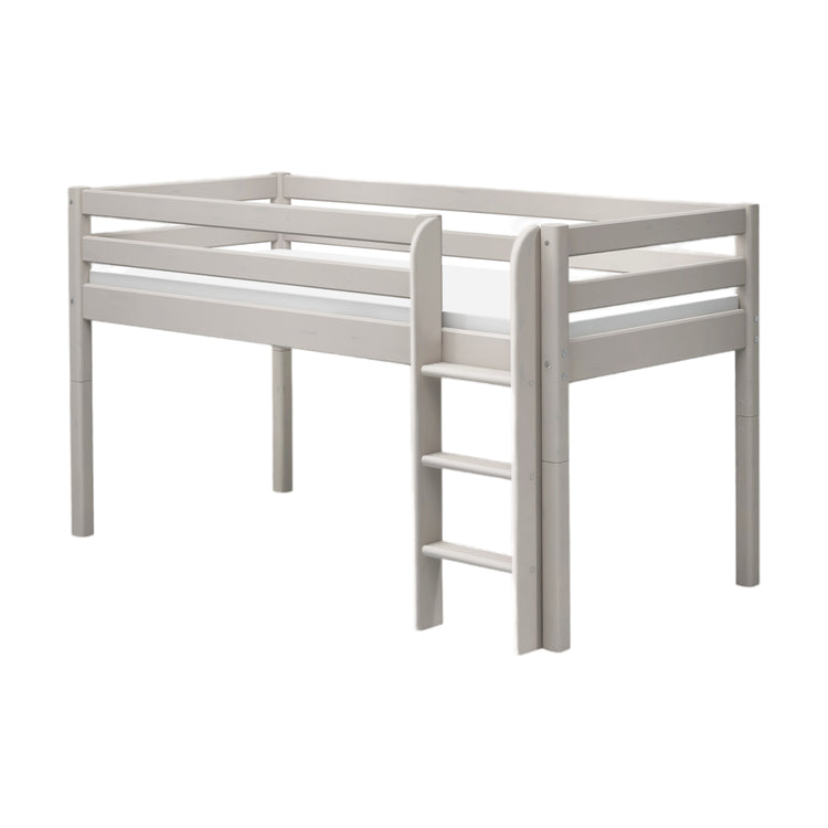 Flexa. Classic mid-high bed with straight ladder - 210cm - Grey washed