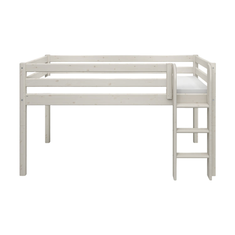 Flexa. Classic mid-high bed with straight ladder - 210cm - Grey washed