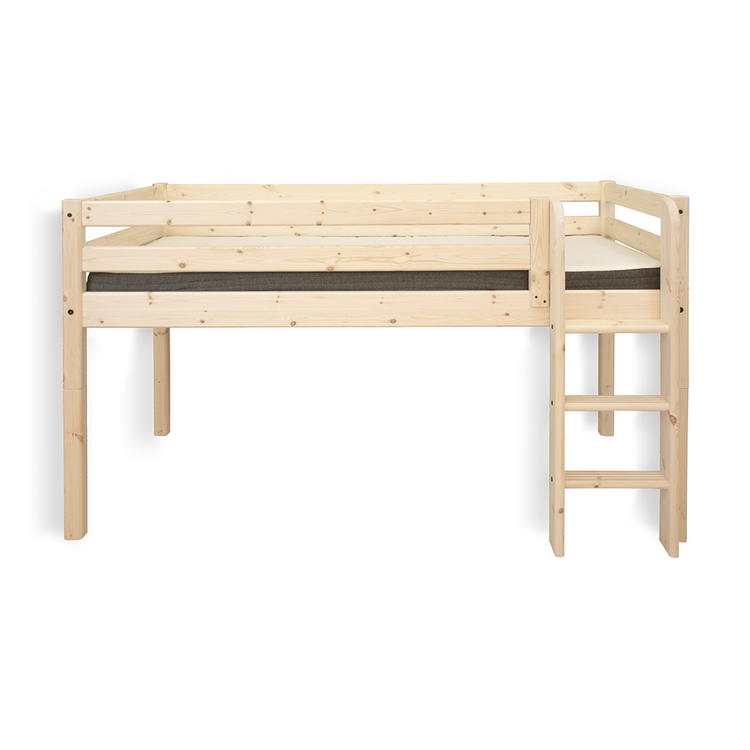 Flexa. Classic mid-high bed with straight ladder - 210cm -Natural