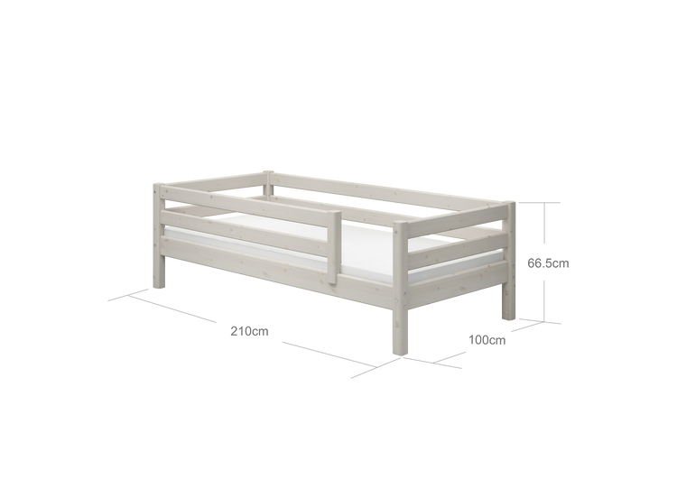 Flexa. Κρεβάτι Classic με προστατευτικό 3/4 - 210εκ - Λευκό ντεκαπέ