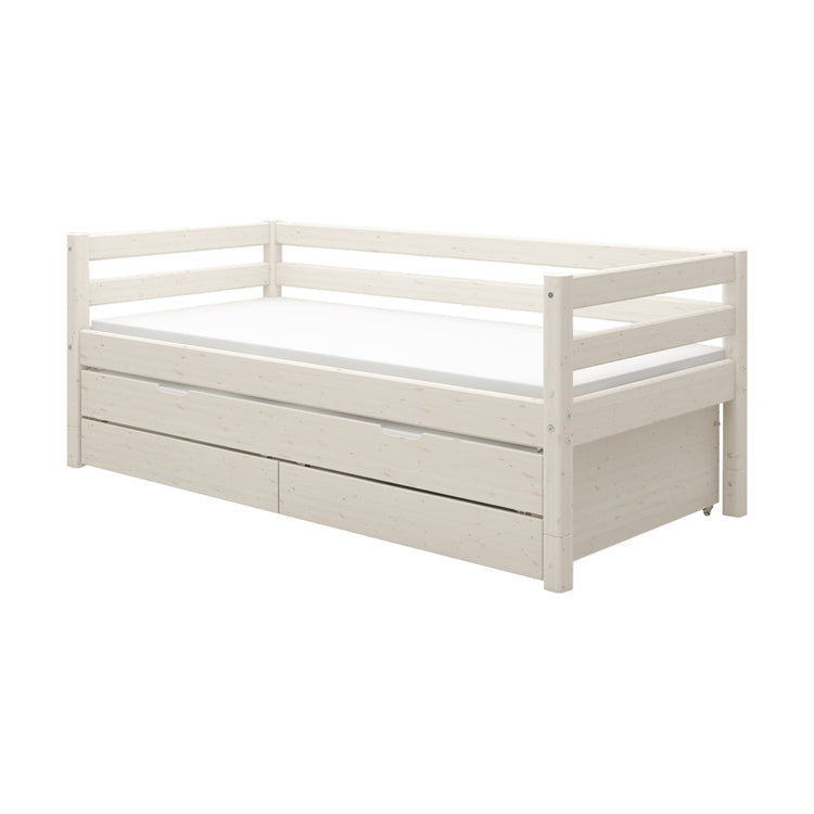 Flexa. Classic bed with trundle pullout bed - 210cm - White washed