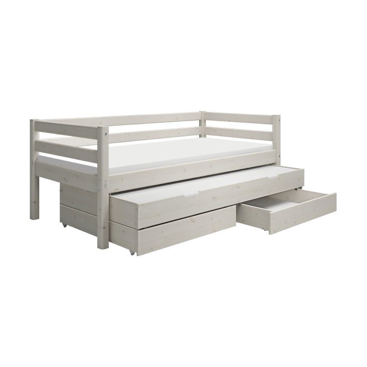 Flexa. Classic bed with trundle pullout bed - 210cm - White washed