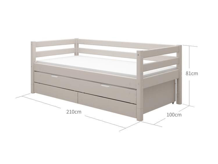 Flexa. Κρεβάτι Classic με κρεβάτι φιλοξενίας και συρτάρια - 210εκ - Γκρι ντεκαπέ