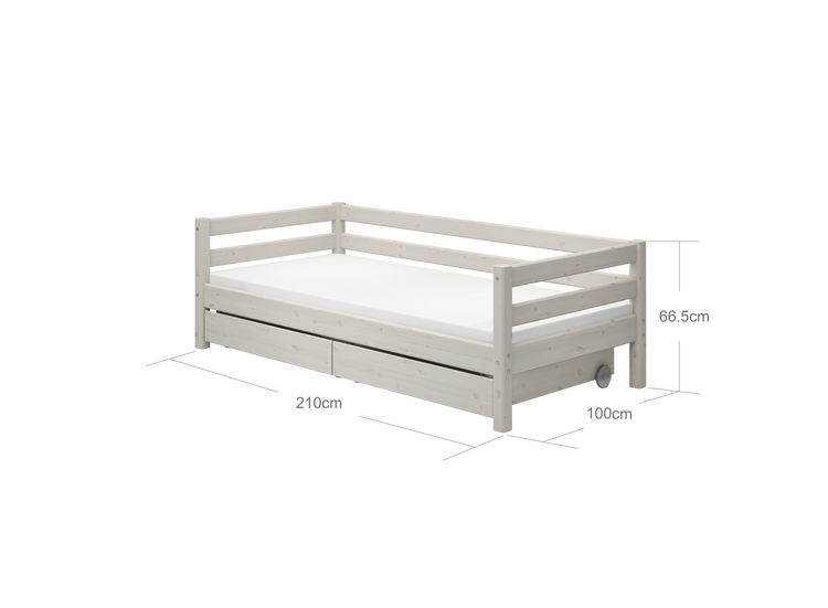 Flexa. Κρεβάτι Classic με συρτάρια - 210εκ - Λευκό ντεκαπέ