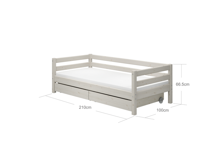 Flexa. Classic bed with drawers - 210cm - White washed