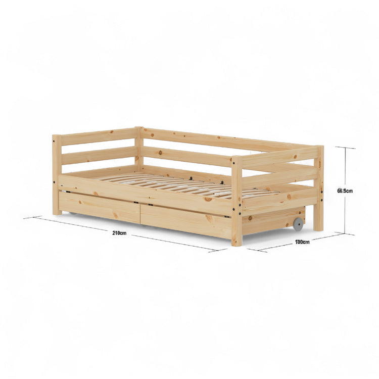 Single bed + safety rails back 200x90 Untr.