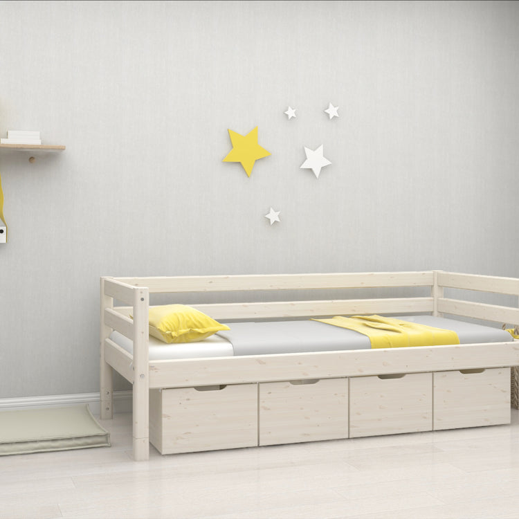 Flexa. Classic bed with 4 drawers - 210cm - White washed