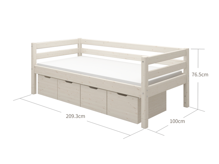 Flexa. Κρεβάτι Classic με 4 συρτάρια - 210εκ - Λευκό ντεκαπέ