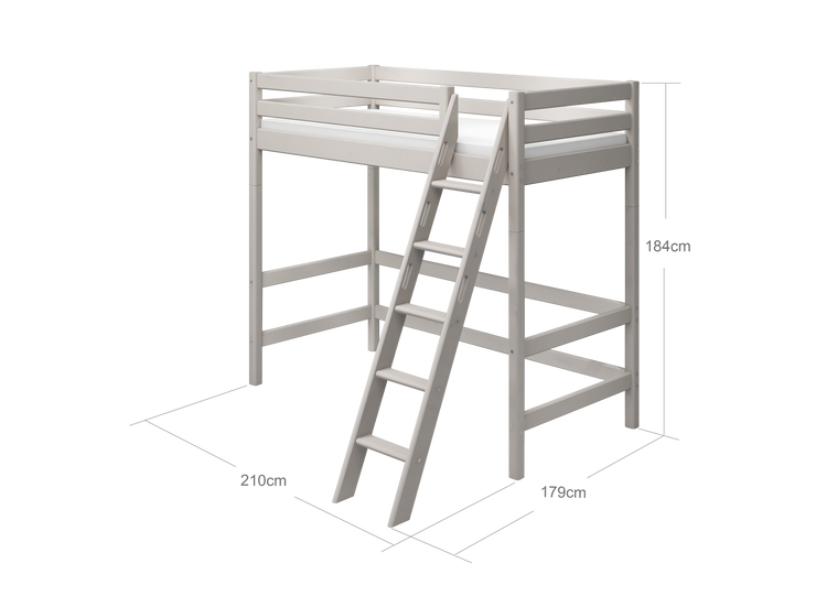 Flexa. Κρεβάτι ψηλό Classic με κεκλιμένη σκάλα - 210εκ - Γκρι ντεκαπέ
