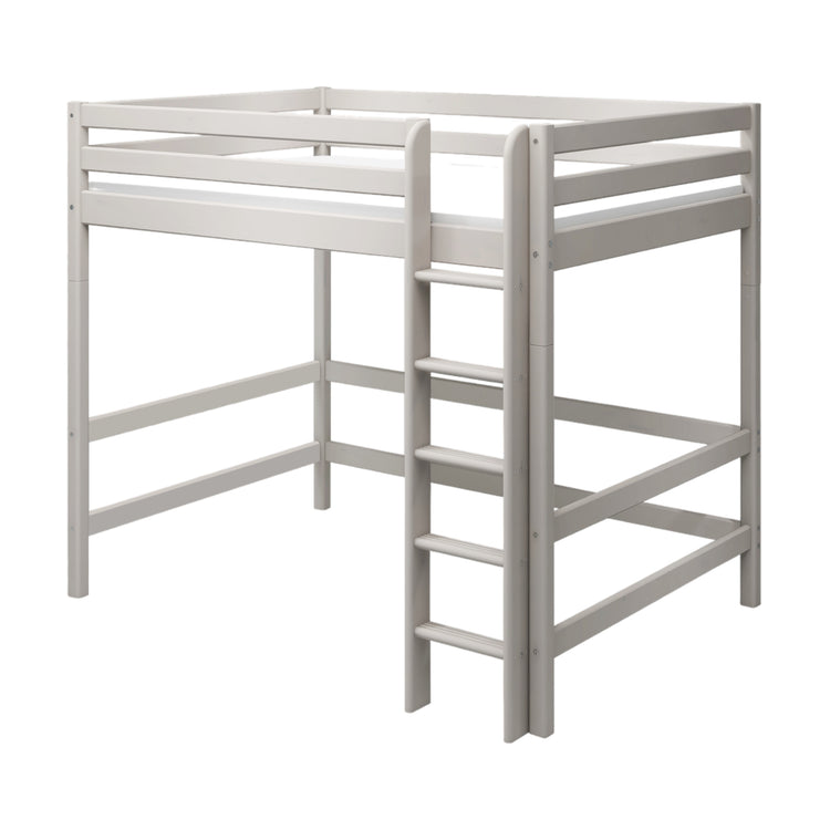 Flexa. Classic high bed with 140cm width and straight ladder - 210cm - Grey washed