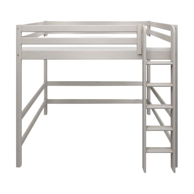 Flexa. Classic high bed with 140cm width and straight ladder - 210cm - Grey washed