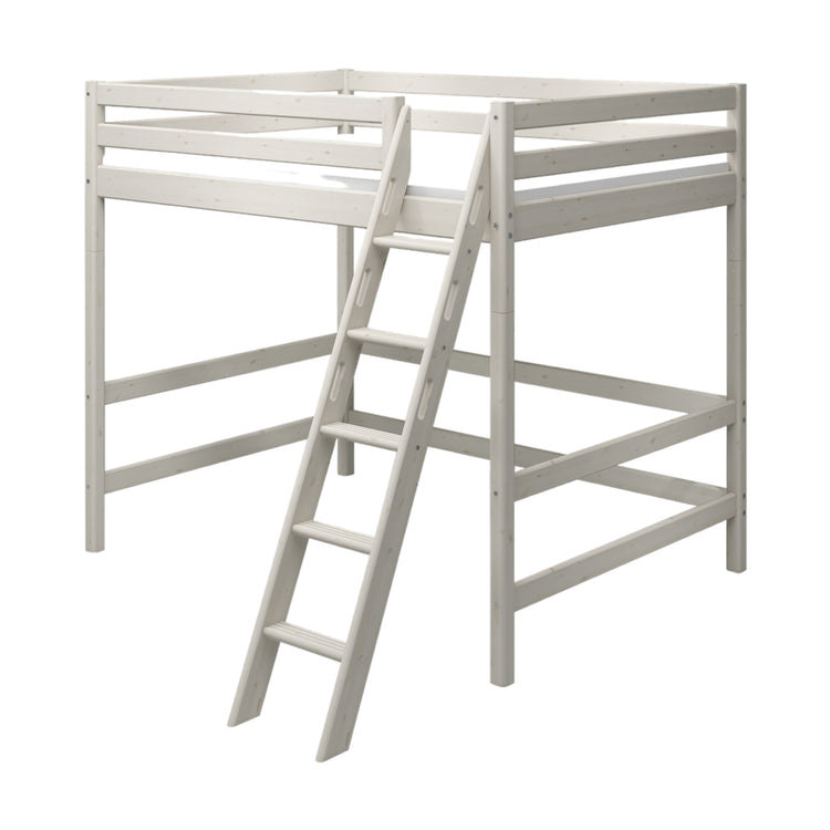 Flexa. Κρεβάτι ψηλό, ημίδιπλο 140εκ Classic με κεκλιμένη σκάλα - 210εκ - Λευκό ντεκαπέ