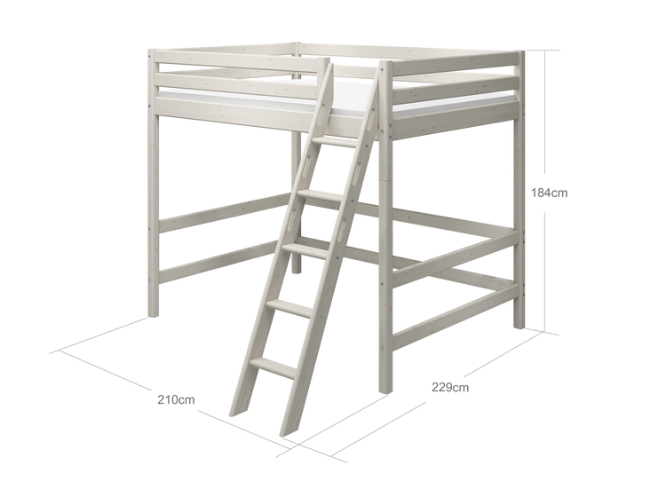 Flexa. Κρεβάτι ψηλό, ημίδιπλο 140εκ Classic με κεκλιμένη σκάλα - 210εκ - Λευκό ντεκαπέ
