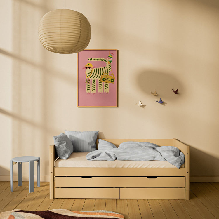 Flexa. White Sand bed with trundle pullout bed - 210cm - Sand
