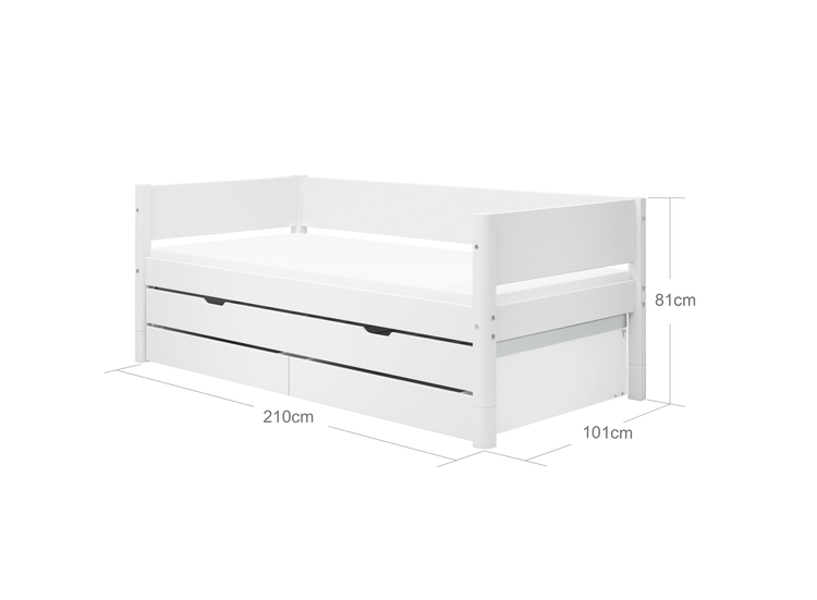 Flexa. Κρεβάτι White με κρεβάτι φιλοξενίας και συρτάρια - 210εκ - Λευκό