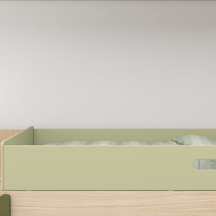 Flexa. Κουκέτα ψηλή Popsicle με σκαλοπάτια και 150εκ κρεβάτι στο κάτω μέρος - Δρυς /αποχρώσεις πράσινου