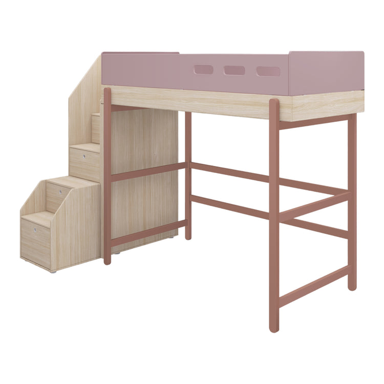 Flexa. Popsicle high bed with staircase - Oak / Cherry