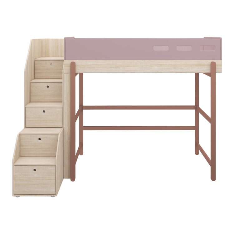 Flexa. Popsicle high bed with staircase - Oak / Cherry