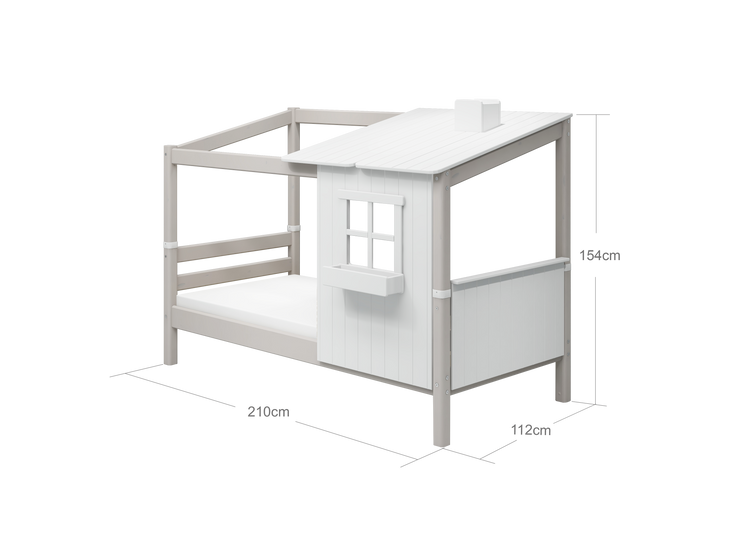 Flexa. Classic bed with 1/2 house - 210cm - Grey washed