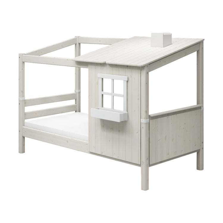 Flexa. Classic bed with 1/2 house - 210cm - White washed