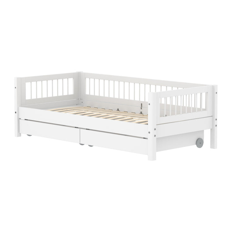 Single Bed with Crossbars and Storage, 90x200 cm, White