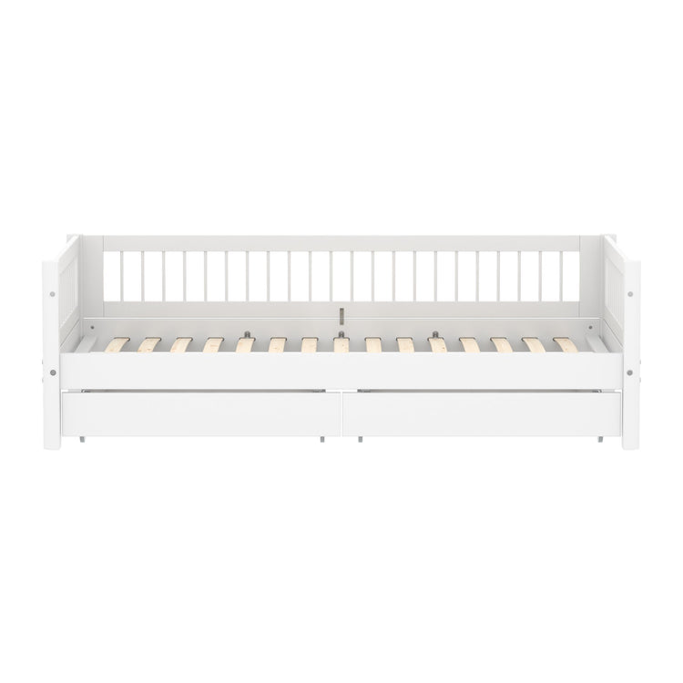 Single Bed with Crossbars and Storage, 90x200 cm, White