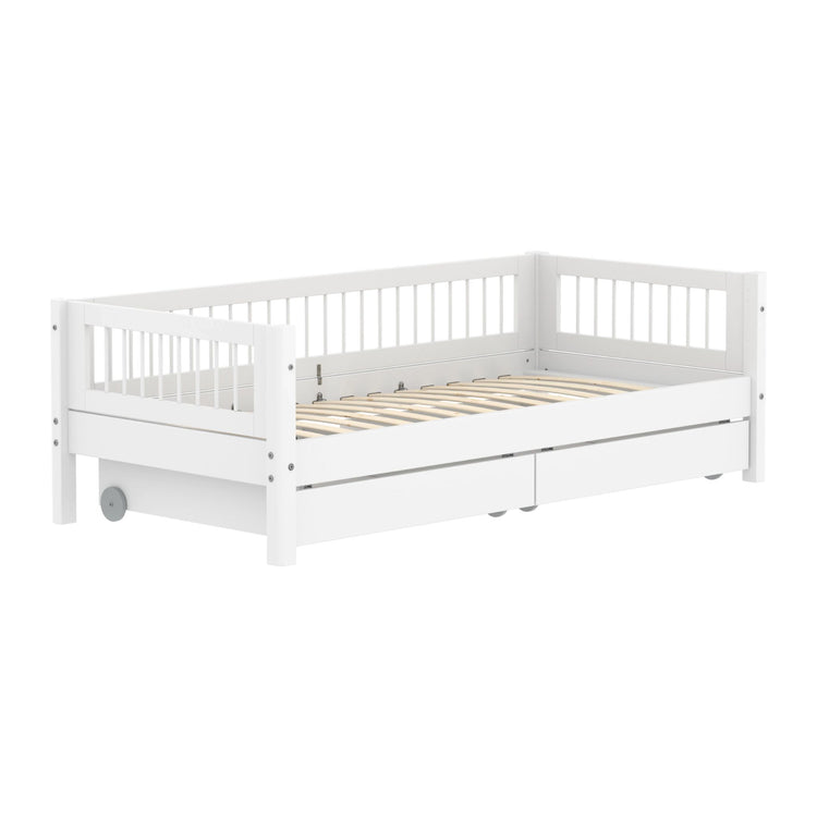 Single Bed with Crossbars and Storage, 90x200 cm, White