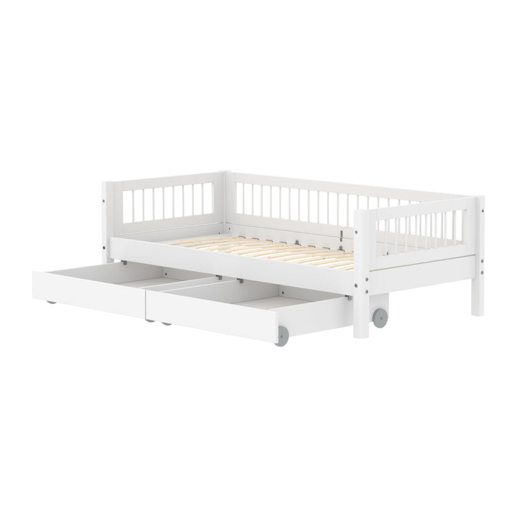 Single Bed with Crossbars and Storage, 90x200 cm, White