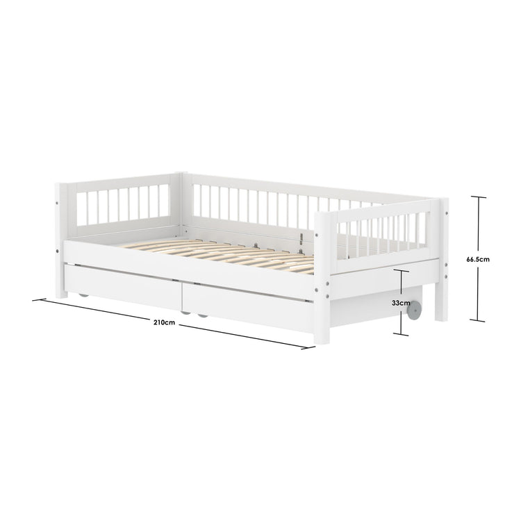 Single Bed with Crossbars and Storage, 90x200 cm, White