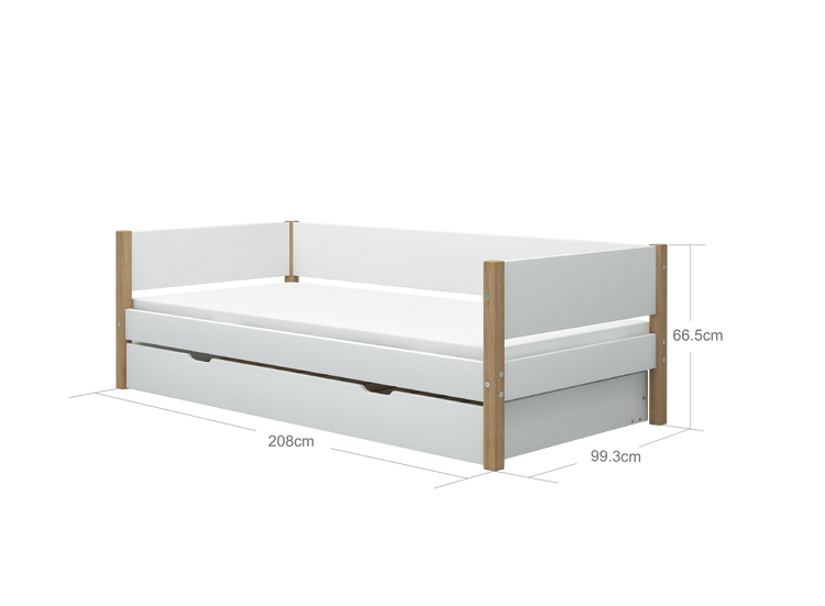 Flexa. Κρεβάτι Nor με κρεβάτι φιλοξενίας - 210εκ - Λευκό/ δρυς