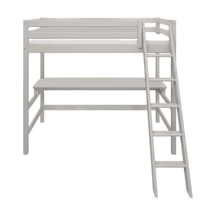 Flexa. Κρεβάτι ψηλό Classic με γραφείο και κεκλιμένη σκάλα - 210εκ - Γκρι ντεκαπέ