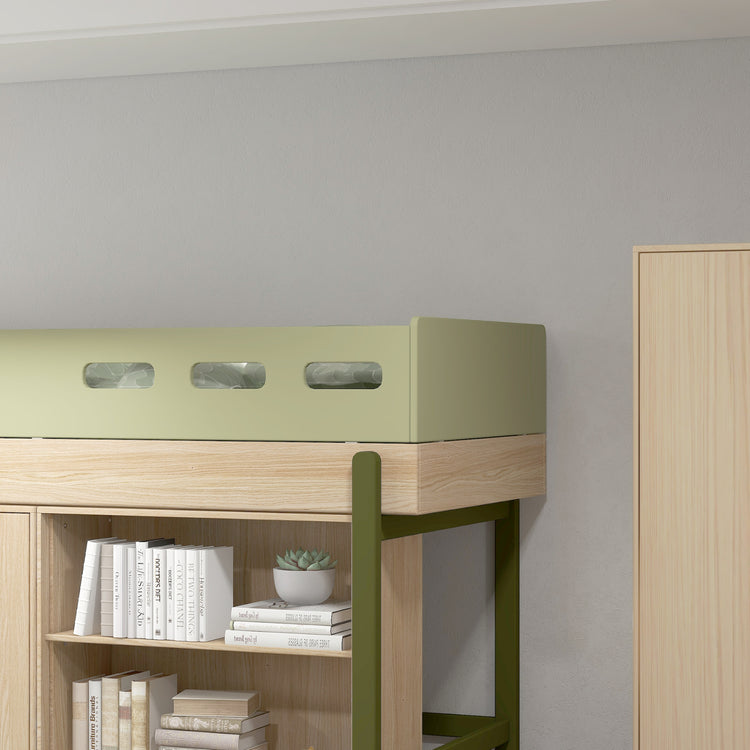 Flexa. Popsicle high bed with staircase and storage - Oak / Kiwi